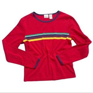 Vintage 90s Primary Color Striped Ribbed Long Sleeve Shirt